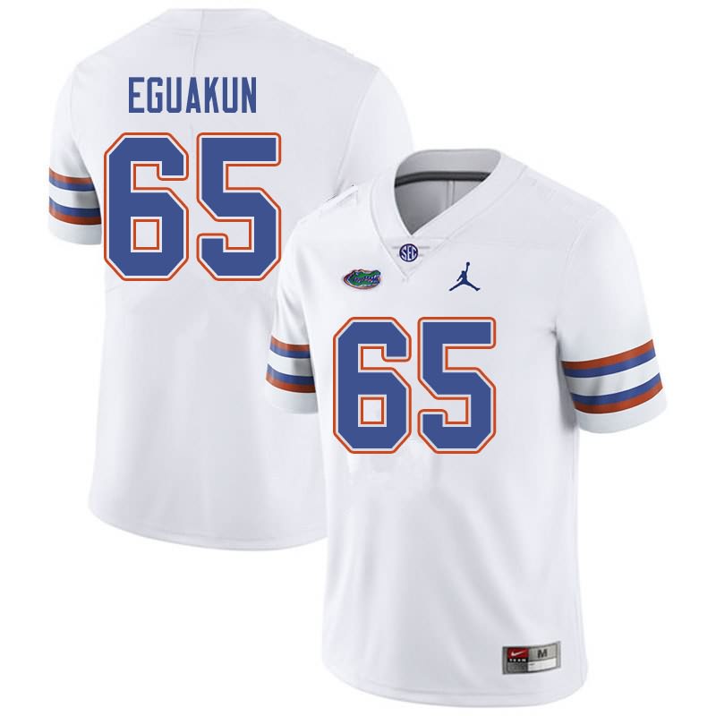 Men's NCAA Florida Gators Kingsley Eguakun #65 Stitched Authentic Jordan Brand White College Football Jersey HTM5665QU